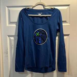 NEW! New Era Minnesota Timberwolves Sequin Long Sleeve Scoop Neck Tee Shirt M